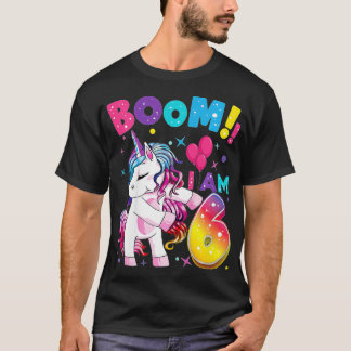 Barn 6 år gammal Unicorn Flossing 6e Birthday Gir T Shirt