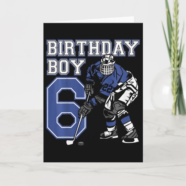 Barn 6 år ishockey tema födelsedagsfest 6 kort (Framsida)