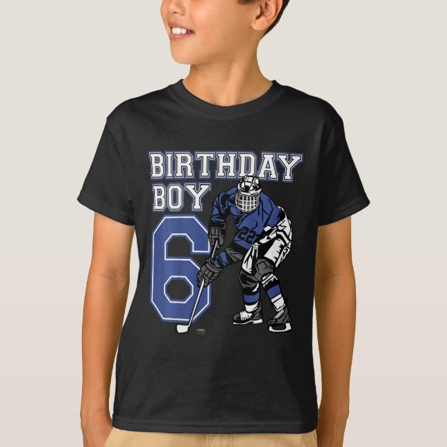 Barn 6 år ishockey tema födelsedagsfest 6 t shirt (Framsida)