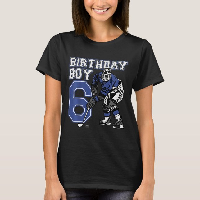 Barn 6 år ishockey tema födelsedagsfest 6 t shirt (Framsida)