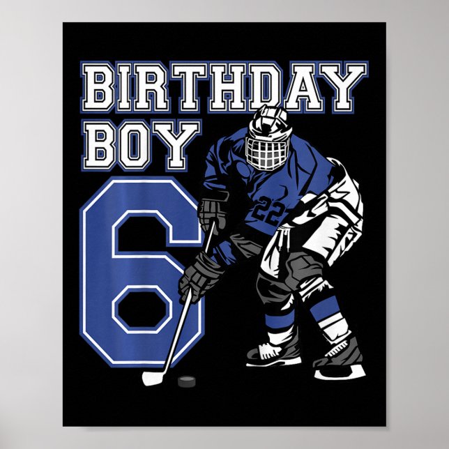 Barn 6 år ishockeytematiserad födelsedagsfest 6 poster (Framsidan)