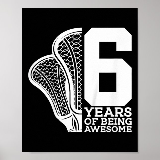 Barn 6 år som är Fantastisk Lacrosse 6e Birthda Poster (Framsidan)