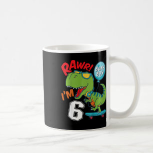 Barn 6-års födelsedag 6 år gammal pojke T-rex Skat Kaffemugg