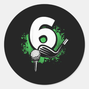 Barn 6-års födelsedags pojke golfspelare golf 6 år runt klistermärke