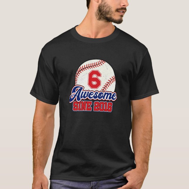 Barn 6:e födelsedagen Baseball Player 06 år gammal T Shirt (Framsida)