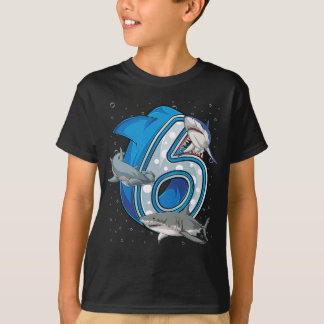 Barn 6e Birthday Boys Shark 6 år gammal Ocean  T Shirt