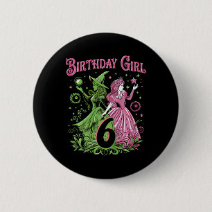 Barn 6e födelsedag Rosa och Grönt 6 år gammal Knapp