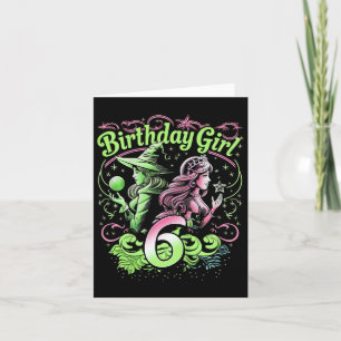 Barn 6e födelsedag Rosa och Grönt 6 år gammal Kort