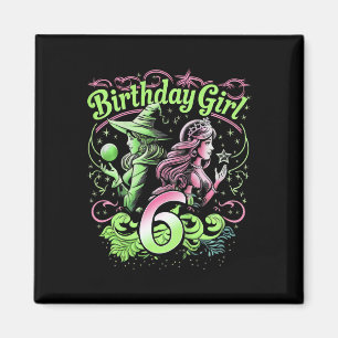 Barn 6e födelsedag Rosa och Grönt 6 år gammal Magnet