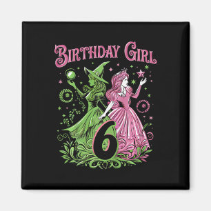 Barn 6e födelsedag Rosa och Grönt 6 år gammal Magnet