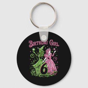Barn 6e födelsedag Rosa och Grönt 6 år gammal Nyckelring