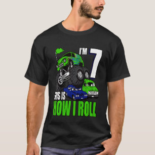Barn 7 år gamla 7:e födelsedag, monster Lastbilar T Shirt