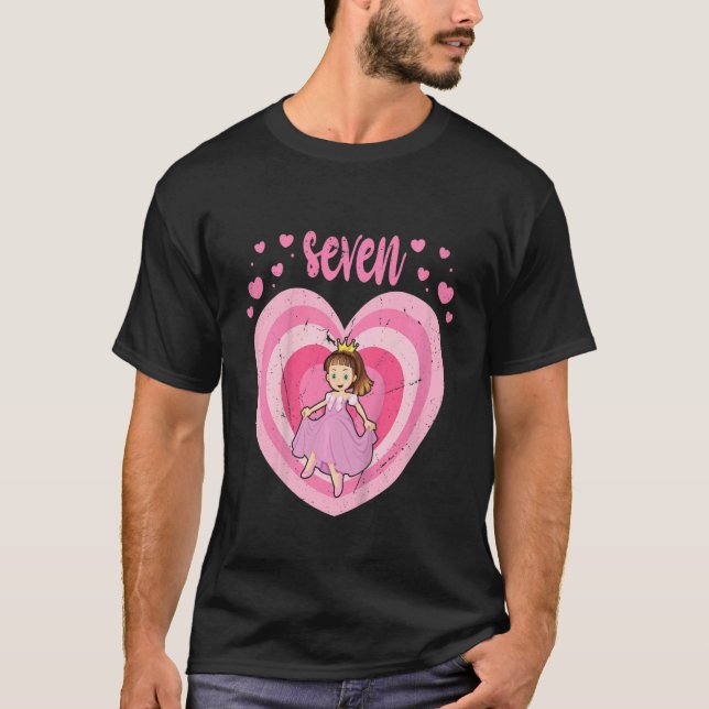 Barn 7 år gamla prinsessan Birthday Girl 7:e B T Shirt (Framsida)