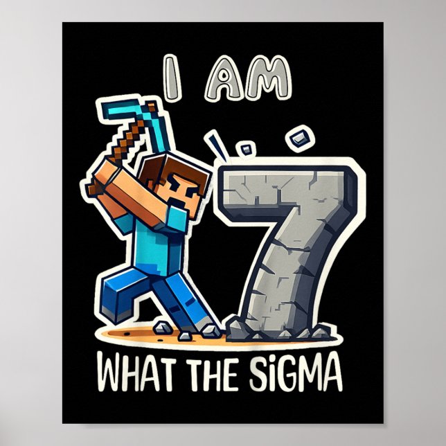 Barn 7 år gamla Sigma Pixel Art Gining Gamer Birt Poster (Framsidan)