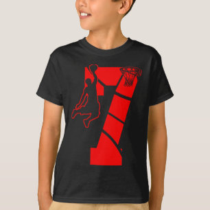 Barn 7 år gammal 7:e basket födelsedagsfest tema t shirt