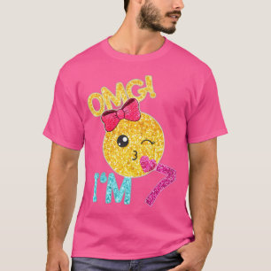 Barn 7 år gammal flicka kyss ansikte Emoticon skjo T Shirt