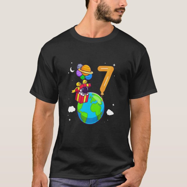 Barn 7 år gammal födelsedag Astronaut 7:e Bir T Shirt (Framsida)