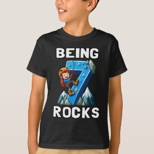 Barn 7 år gammal klättring i Sten, 7:e födelsedag T Shirt