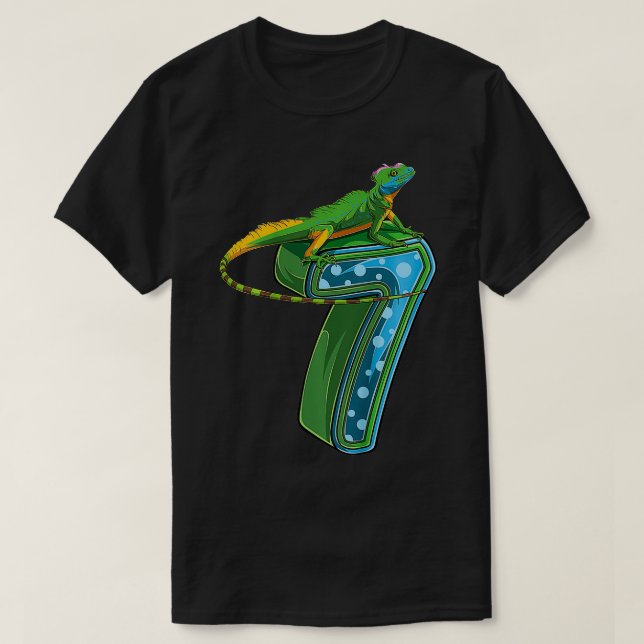 Barn 7 år gammal ödla Reptile 7:e Födelsedagsfest T Shirt (Design framsida)