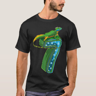 Barn 7 år gammal ödla Reptile 7:e Födelsedagsfest T Shirt