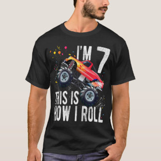 Barn 7 år gammal Shirt 7:e Birthday Boy Monster Tr T