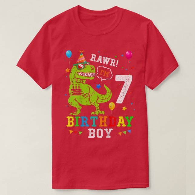 Barn 7 år gammal Shirt 7:e Birthday Boy T Rex Dino (Design framsida)