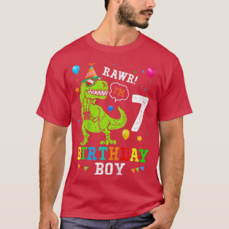 Barn 7 år gammal Shirt 7:e Birthday Boy T Rex Dino