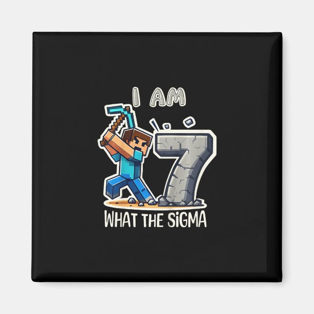 Barn 7 år gammal Sigma Pixel Art Mining Gamer Föde Magnet (Framsidan)