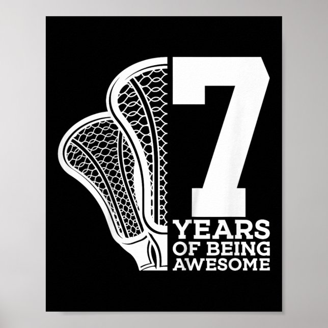 Barn 7 år som är Fantastisk Lacrosse 7:e Birthda Poster (Framsidan)