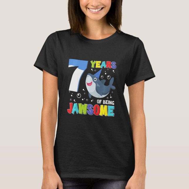 Barn 7 år som Jawsome Fantastisk-haj 7:e Bi T Shirt (Framsida)