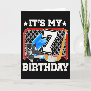 Barn 7-års födelsedag ishockey pojke 7 år gammal i kort