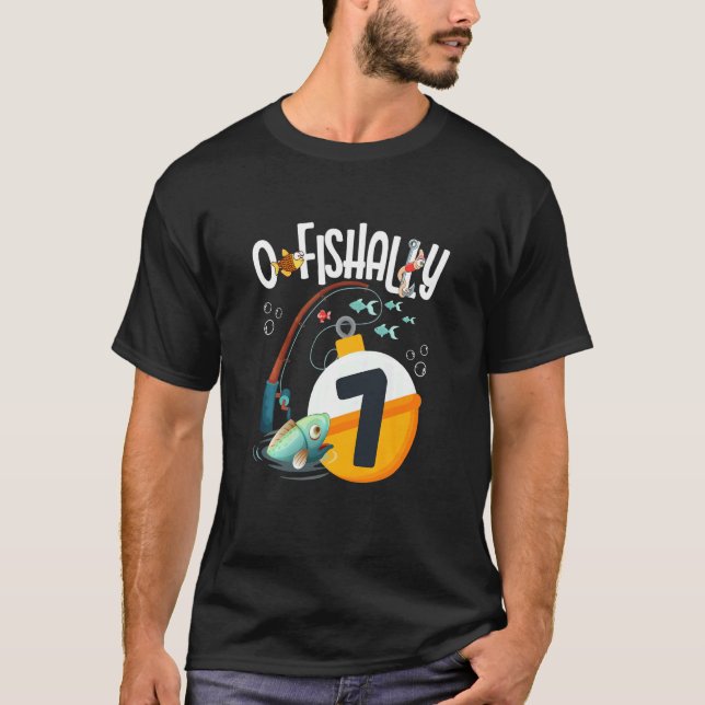 Barn 7-års födelsedags fiske tema för pojkar och f t shirt (Framsida)