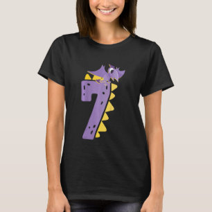 Barn 7:e Birthday Dinosaur Pre-Historie Theme Birt T Shirt