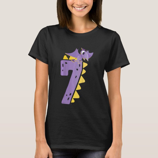 Barn 7:e Birthday Dinosaur Pre-Historie Theme Birt T Shirt (Framsida)