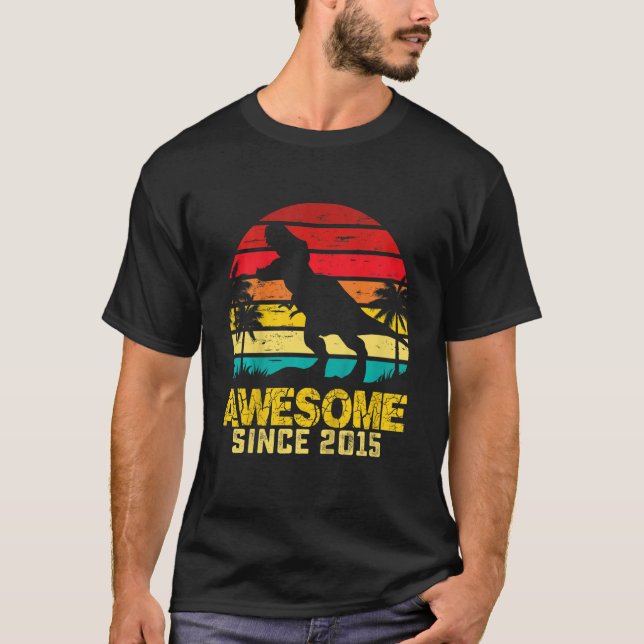 Barn 7:e födelsedag Dinosaur Fantastisk 2015 7 år  T Shirt (Framsida)