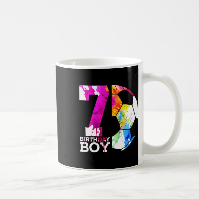 Barn 7 födelsedags pojke fotboll 7-årsdag  kaffemugg (Höger)