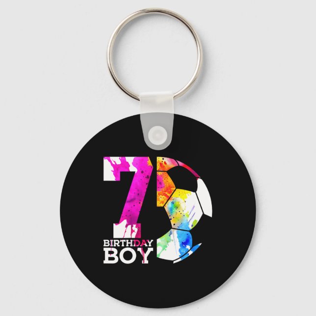Barn 7 Födelsedags Pojke Fotboll 7-årsdag  Nyckelring (Framsida)