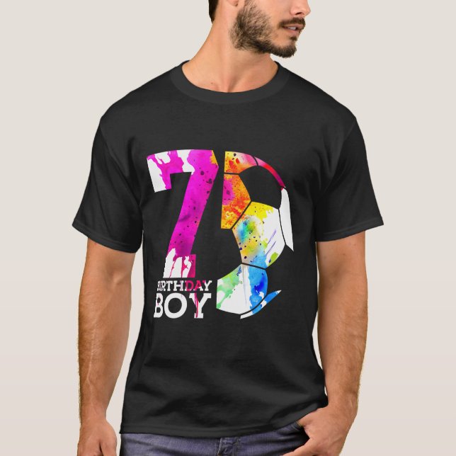 Barn 7 Födelsedags Pojke Fotboll 7-årsdag  T Shirt (Framsida)