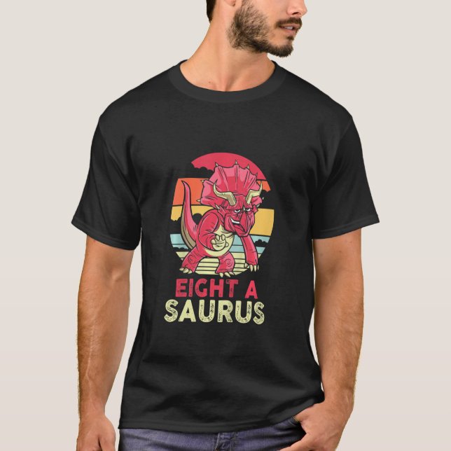 Barn 8 år gammal 8:e födelsedagstest Dinosaur T Shirt (Framsida)
