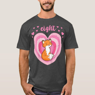 Barn 8 år gammal Cute Fox Birthday Girl 8 B day T Shirt