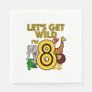 Barn 8 år gammal Zoo Birthday Shirt Safari Jungle  Pappersservett