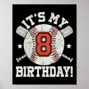 Barn 8:e Baseball Födelsedagsfest Boys Sport Fläkt Poster