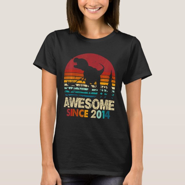 Barn 8:e födelsedag Dinosaur 8-åring T Shirt (Framsida)