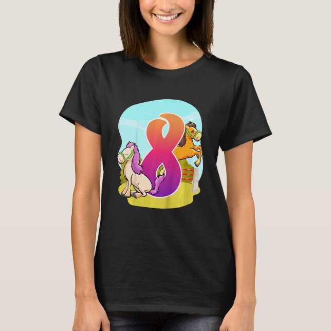Barn 8:e födelsedag  hästar Ei T Shirt (Framsida)
