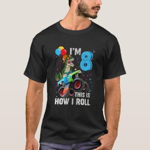 Barn 8:e födelsedag Monster Lastbil Dinosaur 8 år T Shirt