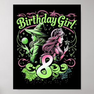 Barn 8:e födelsedag Rosa och Grönt 8 år gammal Poster