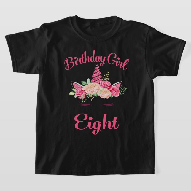 Barn 8:e födelsedag Unicorn 8:te Birth T Shirt (Laydown)