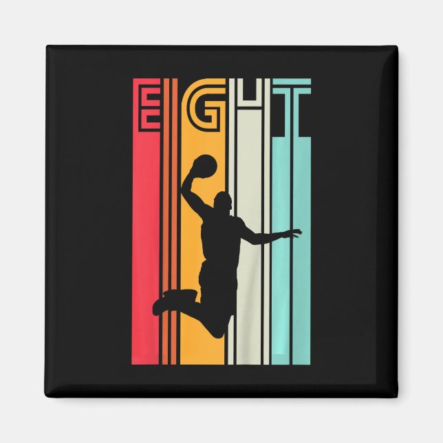 Barn 8:e födelsedagen Basketball Älskare Gift 8 år Magnet (Framsidan)
