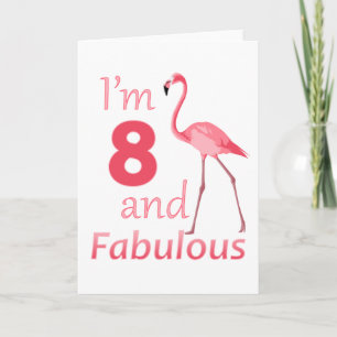 Barn 8:e födelsedagen Cute Rosa Flamingo Kort