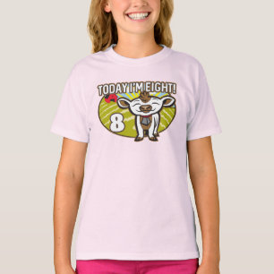 Barn 8:e födelsedagen idag är jag åtta! Cute Cow T Shirt